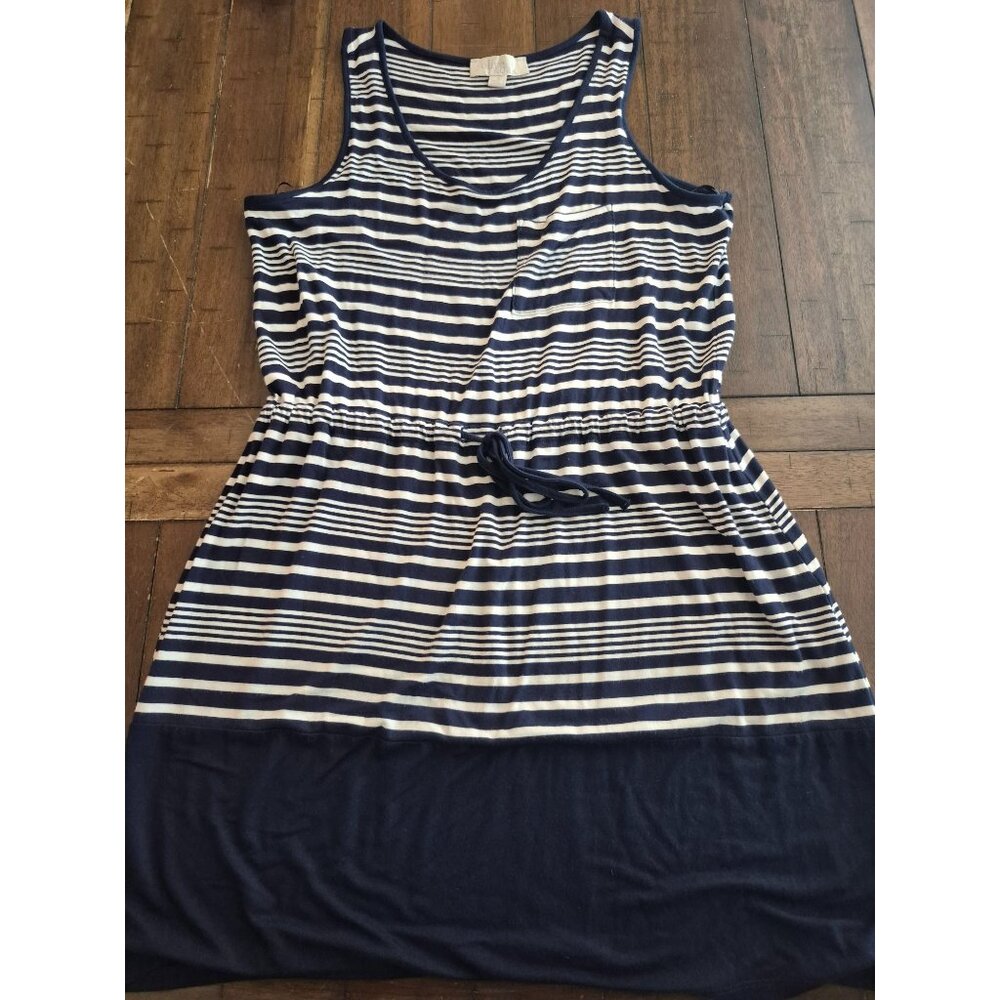 Navy & White Striped Sleeveless Dress  By Olive & Oak - Small